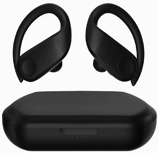 Wireless Earbuds Bluetooth Headphones 48Hrs Playtime Ear Buds IPX7 Waterproof Headsets with Charging Case Power Display Earphones with Earhook for Running Sports TV Phone Laptop Black